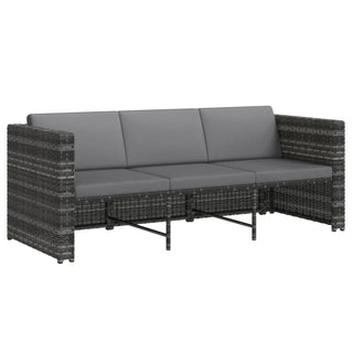 4-Delige Loungeset Met Kussens Poly Rattan Grijs