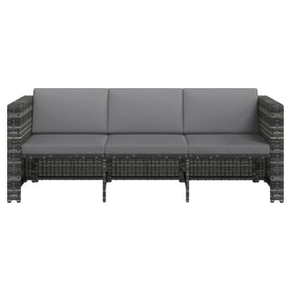 4-Delige Loungeset Met Kussens Poly Rattan Grijs