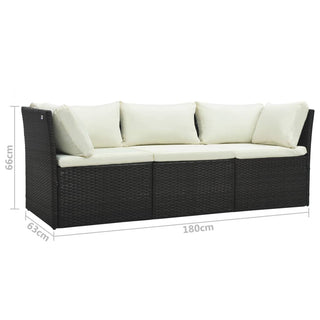 4-Delige Loungeset Met Kussens Poly Rattan