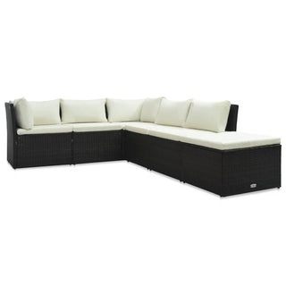 4-Delige Loungeset Met Kussens Poly Rattan