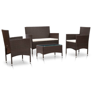 Loungeset Met Kussens Poly Rattan