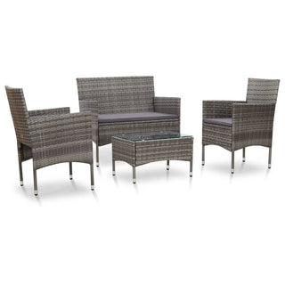 Loungeset Met Kussens Poly Rattan