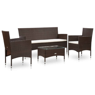 Loungeset Met Kussens Poly Rattan