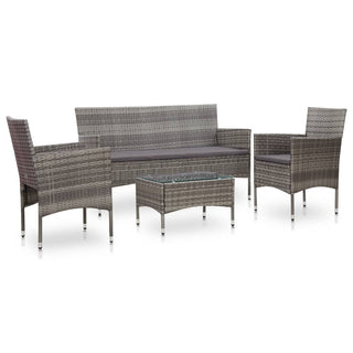 Loungeset Met Kussens Poly Rattan