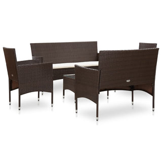 Loungeset Met Kussens Poly Rattan