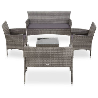 Loungeset Met Kussens Poly Rattan