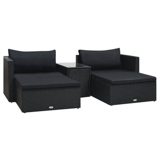 Loungeset Met Kussens Poly Rattan