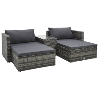 Loungeset Met Kussens Poly Rattan