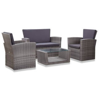 Loungeset Met Kussens Poly Rattan