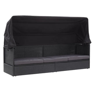 Tuinbed Met Luifel 205X62 Cm Poly Rattan