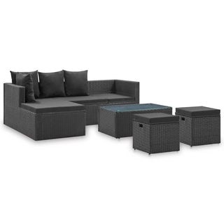 Loungeset Met Kussens Poly Rattan