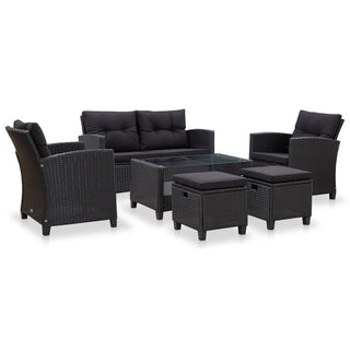 6-Delige Loungeset Met Kussens Poly Rattan