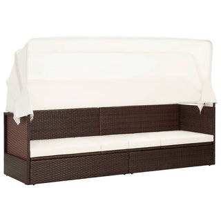 Tuinbed Met Luifel 205X62 Cm Poly Rattan