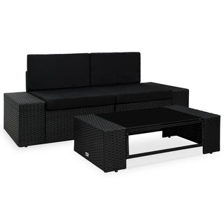 3-Delige Loungeset Poly Rattan