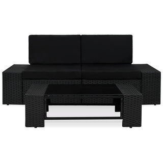 3-Delige Loungeset Poly Rattan