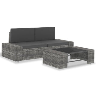 3-Delige Loungeset Poly Rattan