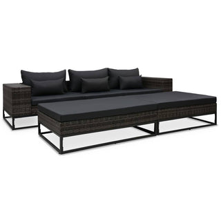 5-Delige Loungeset Met Kussens Poly Rattan Grijs