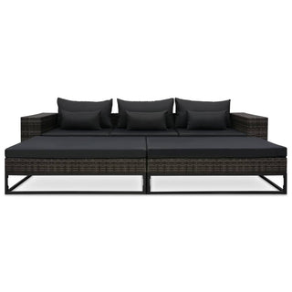 5-Delige Loungeset Met Kussens Poly Rattan Grijs