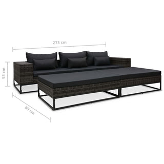 5-Delige Loungeset Met Kussens Poly Rattan Grijs