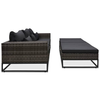 5-Delige Loungeset Met Kussens Poly Rattan Grijs