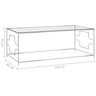 Salontafel Roestvrij Staal En Glas Zilverkleurig