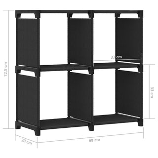 Kast Met 4 Vakken 69X30X72,5 Cm Stof Zwart