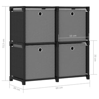 Kast Met 4 Vakken 69X30X72,5 Cm Stof Zwart