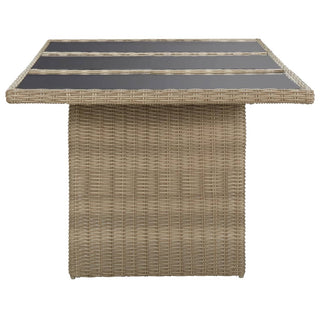 Tuintafel 200X100X74 Cm Glas En Poly Rattan