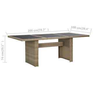 Tuintafel 200X100X74 Cm Glas En Poly Rattan