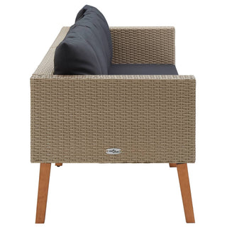 Tuinbank 3-Zits Met Kussens Poly Rattan