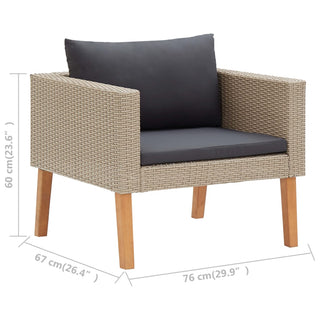 Loungeset Met Kussens Poly Rattan