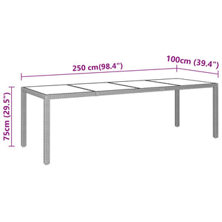 Tuintafel 250X100X75 Cm Gehard Glas En Poly Rattan