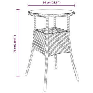 Tuintafel Ø60X75 Cm Gehard Glas En Poly Rattan