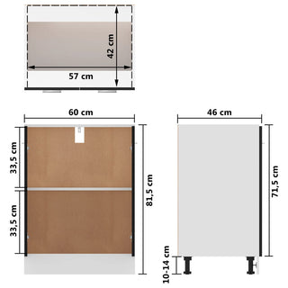 60X46X81,5 Cm Bewerkt Hout Zwart