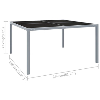 Tuintafel 130X130X72 Cm Staal En Glas Grijs