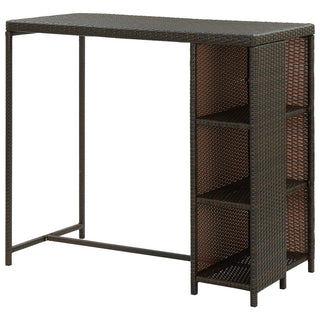 Bartafel Met Opbergrek 120X60X110 Cm Poly Rattan