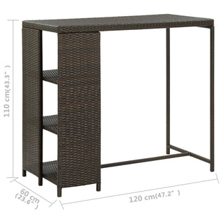 Bartafel Met Opbergrek 120X60X110 Cm Poly Rattan