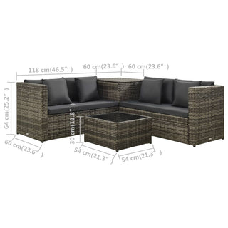 Loungeset Met Kussens Poly Rattan