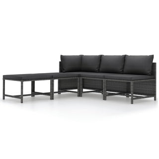 5-Delige Loungeset Met Kussens Poly Rattan