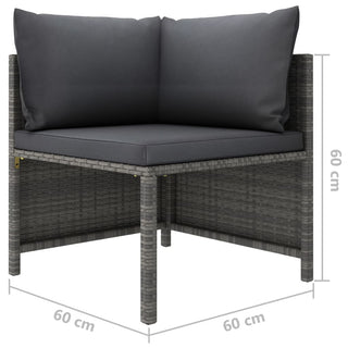 3-Delige Loungeset Met Kussens Poly Rattan