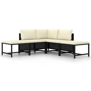 5-Delige Loungeset Met Kussens Poly Rattan