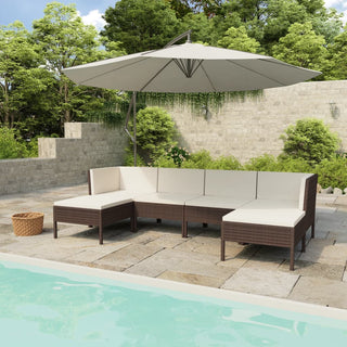 6-Delige Loungeset Met Kussens Poly Rattan