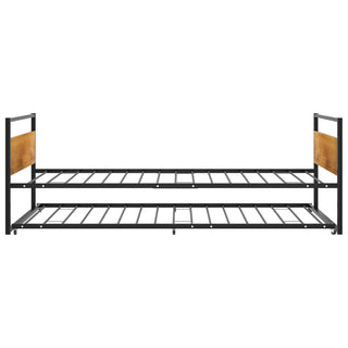 Bedframe Uitschuifbaar Metaal Zwart 90X200 Cm