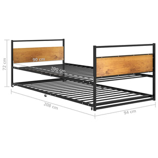 Bedframe Uitschuifbaar Metaal Zwart 90X200 Cm