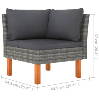 3-Delige Loungeset Poly Rattan En Massief Eucalyptushout