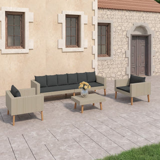 4-Delige Loungeset Met Kussens Poly Rattan