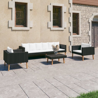 4-Delige Loungeset Met Kussens Poly Rattan