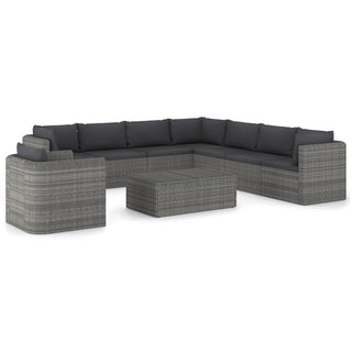 9-Delige Loungeset Met Kussens Poly Rattan