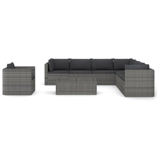 9-Delige Loungeset Met Kussens Poly Rattan