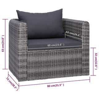 9-Delige Loungeset Met Kussens Poly Rattan